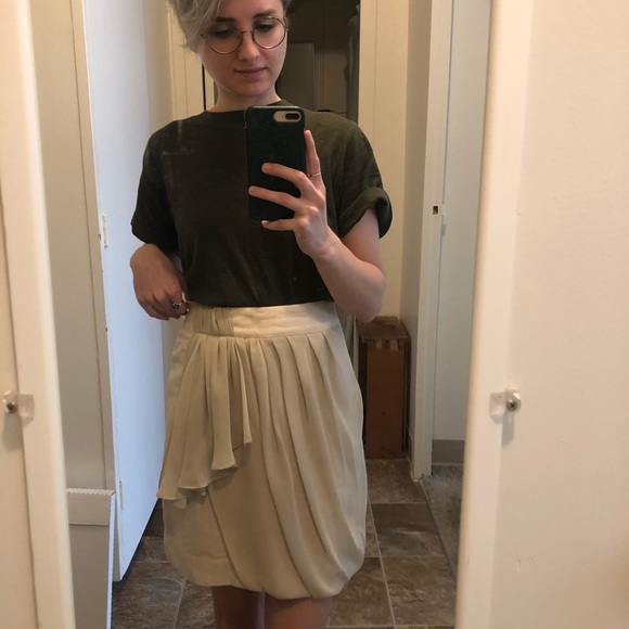 Anthropologie Baraschi Gold Drape Pencil Skirt 0 - Picture 5 of 6